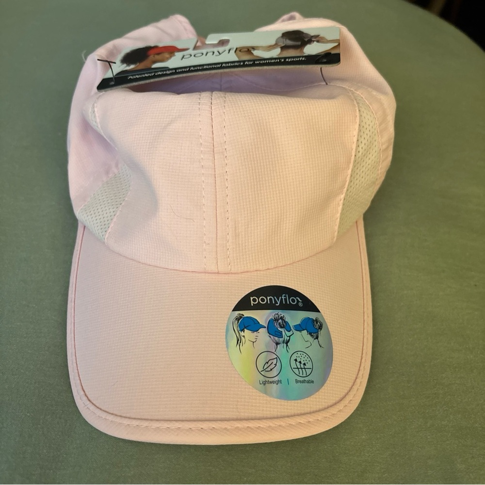 Ponyflo Ponytail Baseball Cap Pink Running Adjustable Lightweight Breathable Hat